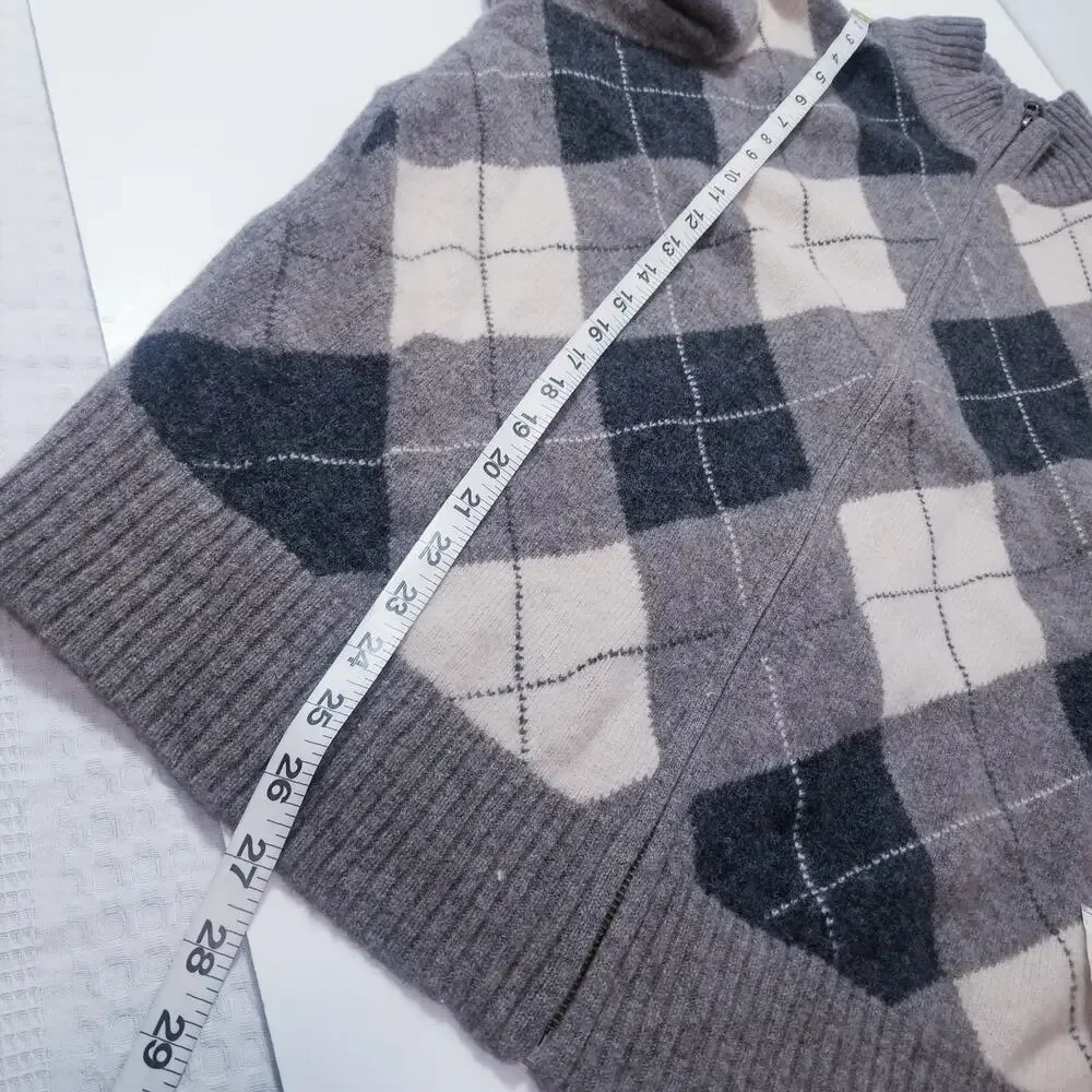 Premium Lambswool by J. Crew Argyle Full Zip Sweater